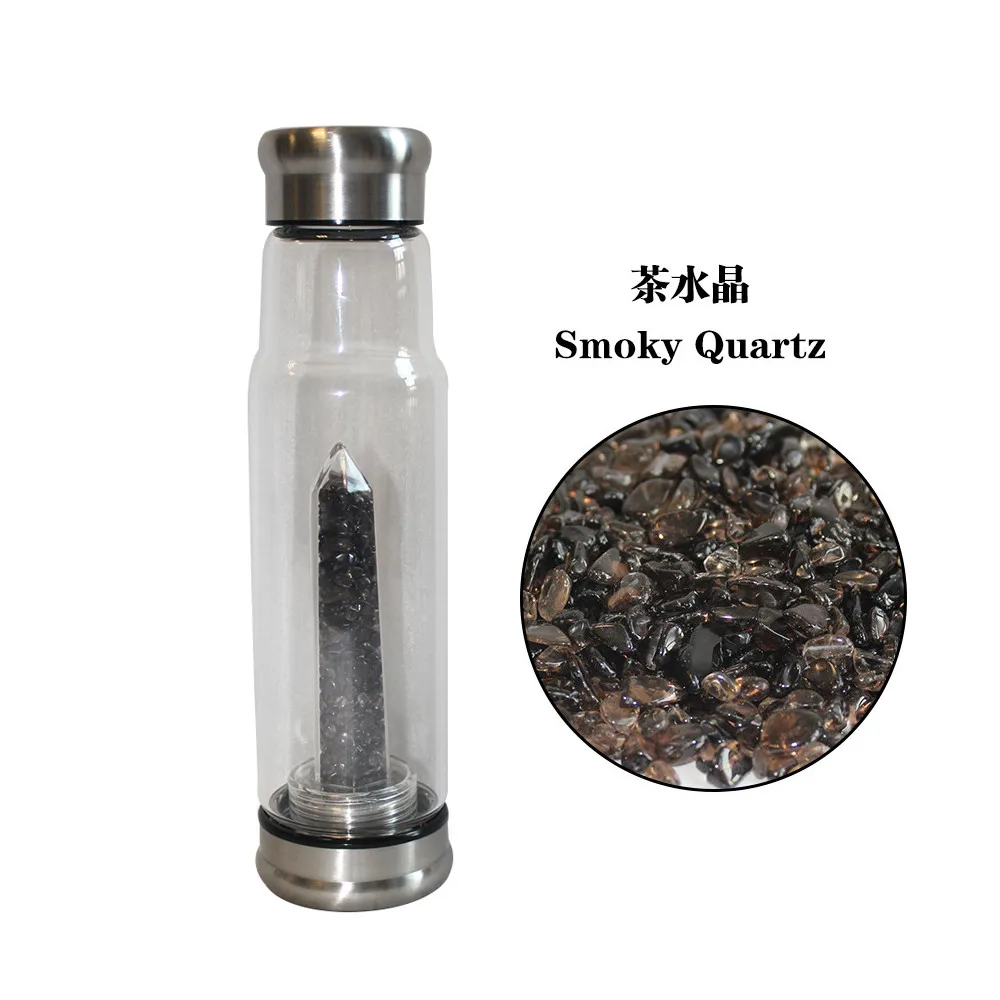 Smokey quartz Натуральный кристалл дробленое каменное стекло бутылка для воды Кристал острый заживление обелиска палочка Elixir кварцевый кристалл Горячая для gif - Цвет: Smokey quartz