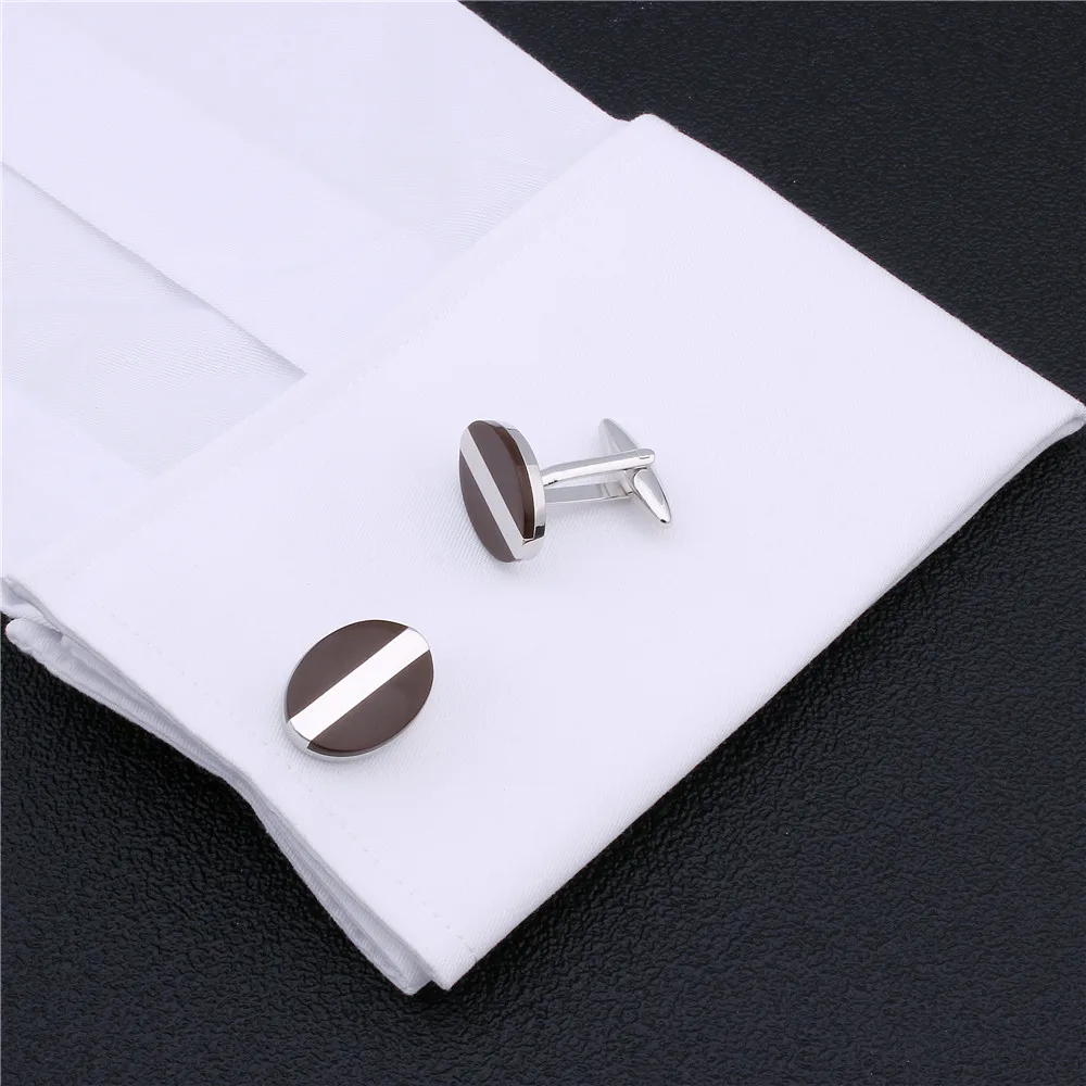 Очаровательные кофейные эмалированные манжеты на пуговицах для мужчин