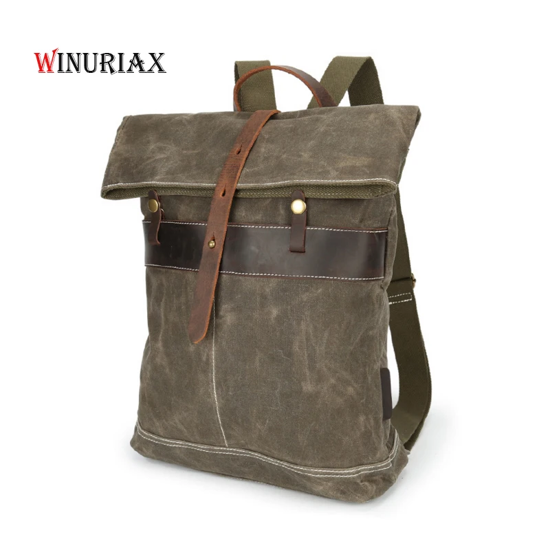 Winuriax промасленной воск холст Рюкзаки Винтаж Холст сумка ретро Батик