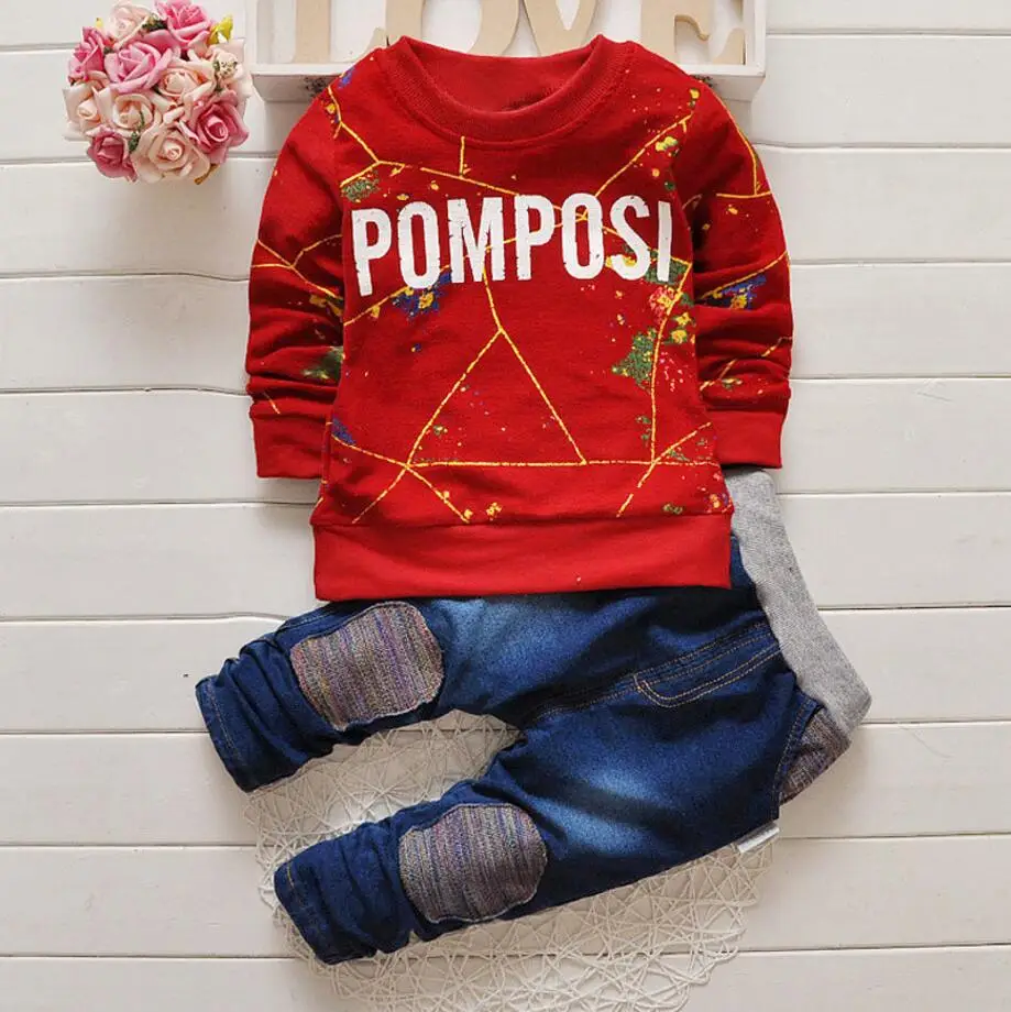 New Boys Clothes Spring Kids Sport Suit Children Clothing Sets Letter T-Shirt+Pants 2Pcs Outfit Autumn Baby Tracksuits |