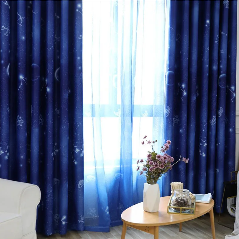 Шторы YCENTRE Moon and Star с принтом для детской гостиной Детские оконные панели