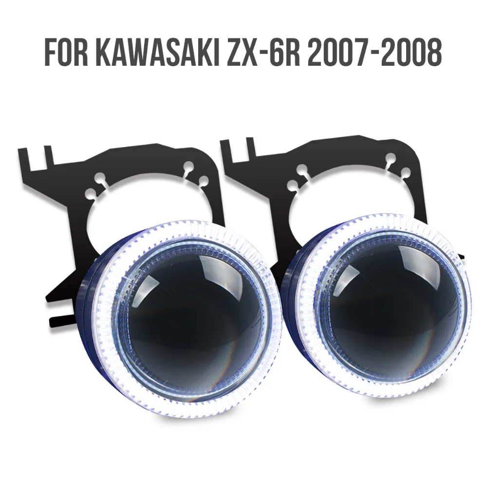 KT Мотоцикл HID проектор lenss подходит для Kawasaki Ninja ZX 6R ZX6R 2007 2008 Ангел ореолы глаза