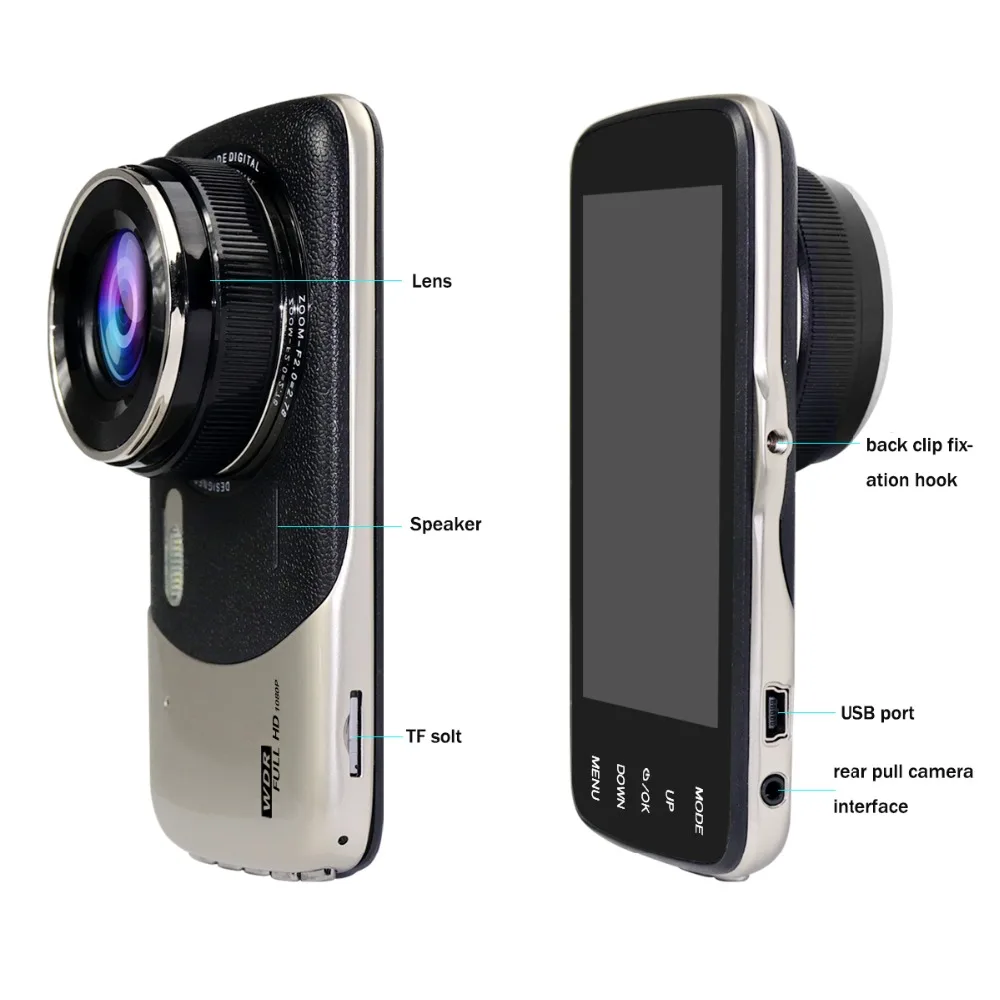 Мини Dash Cam Двойной объектив Автомобильный цифровой видеорегистратор с