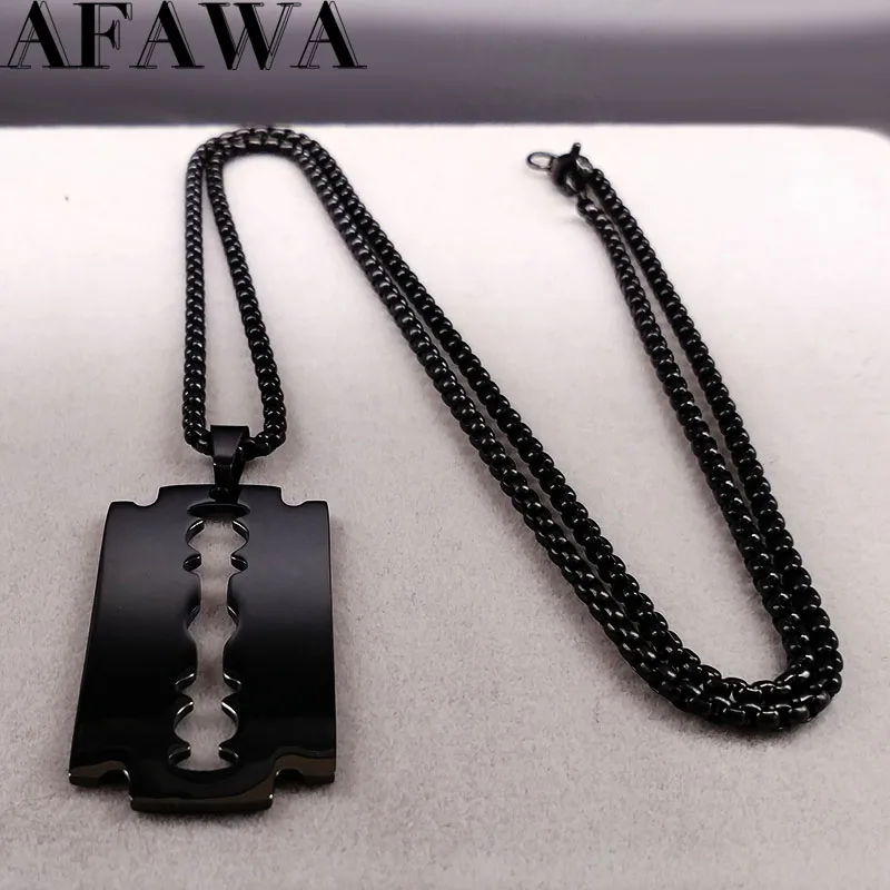 Fashion Blade Stainless Steel Necklaces Men Jewerly Black Color Gothic Necklaces & Pendants Jewelry collier homme N423S01 vnox retro viking spear pendants for men necklaces stainless steel male necklaces tribal style punk necklaces
