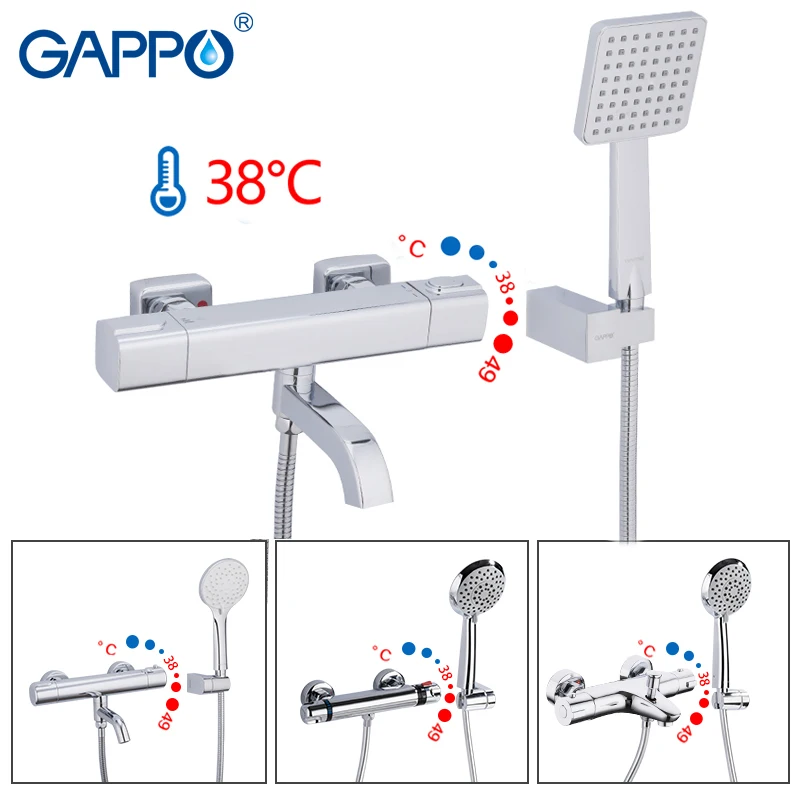 

GAPPO Bathtub Faucets thermostatic bath mixer with thermostat wall mounted tub faucet waterfall tapware shower head set