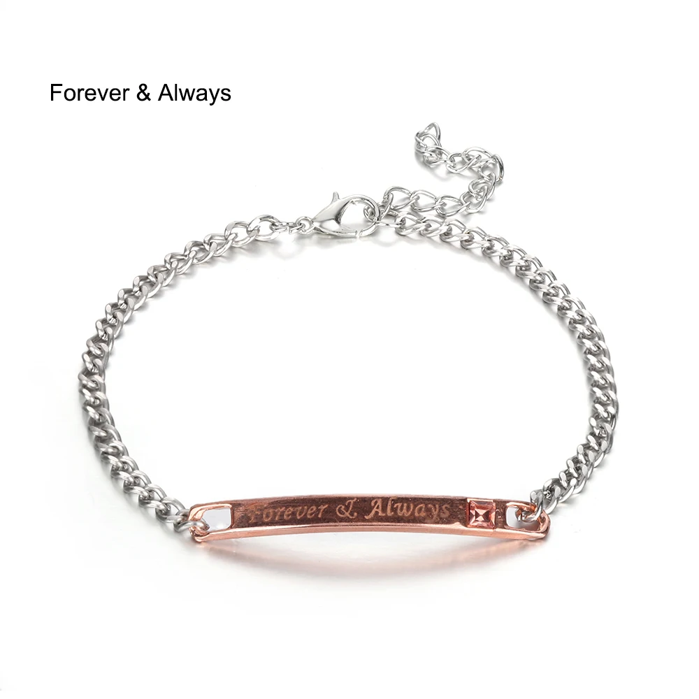 Forever Always 1 шт. браслеты из нержавеющей стали для влюбленных пар, ее чудовище и его красавица, браслеты для мужчин и женщин, ювелирные изделия на День святого Валентина - Окраска металла: Forever Always