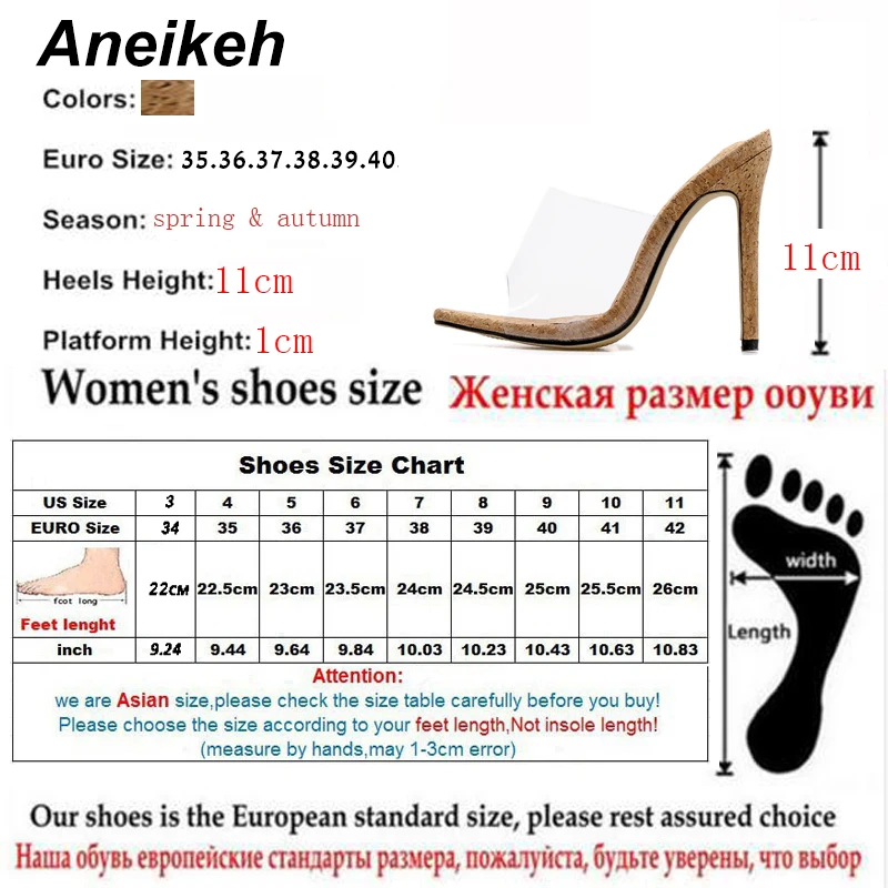 Aneikeh/ г. милые модные шлепанцы на тонком высоком каблуке из ПВХ пикантные прозрачные туфли на высоком каблуке с открытым носком, однотонные, с острым носком, абрикосовый цвет, размеры 35-40