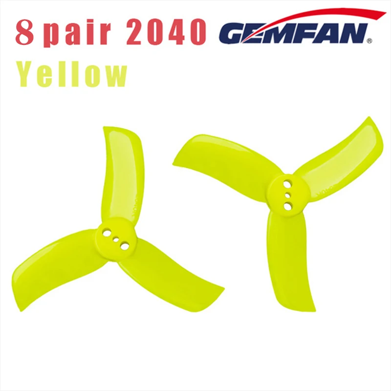 2040 yellow 8 пар Gemfan 1219/1220/1635/1635/1940/2040/2540/3028/5043 пропеллер ПК вращение по часовой стрелке и против реквизит для квадролет с дистанционным управлением с видом от первого лица гоночный Бесколлекторный двигатель - Цвет: 2040 yellow