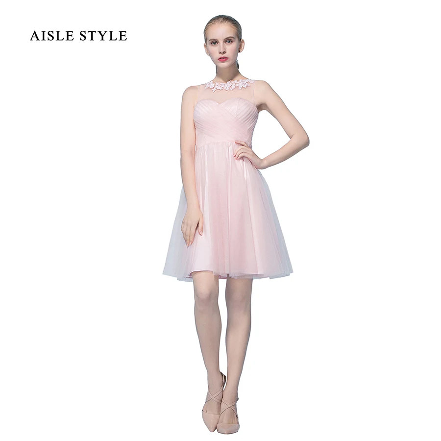 Aisle Style Junior Blush Pink Bridesmaid Dresses Short Maid of Honor Appliques Lace Vintage Dress for Country Wedding | Свадьбы и