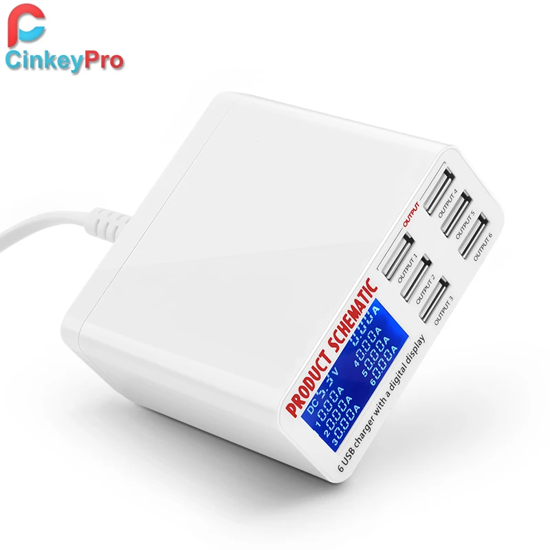 CinkeyPro светодиодный Дисплей 6-Порты USB Зарядное устройство для samsung iPhone iPad быстрой