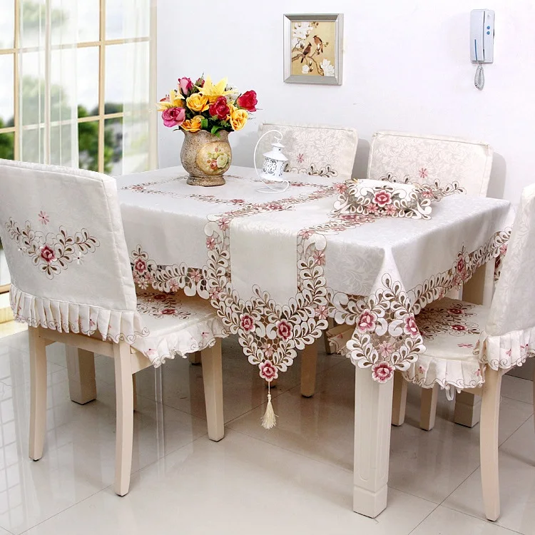 Скатерть из полиэстера с цветочной вышивкой 72*108 дюйма | Дом и сад