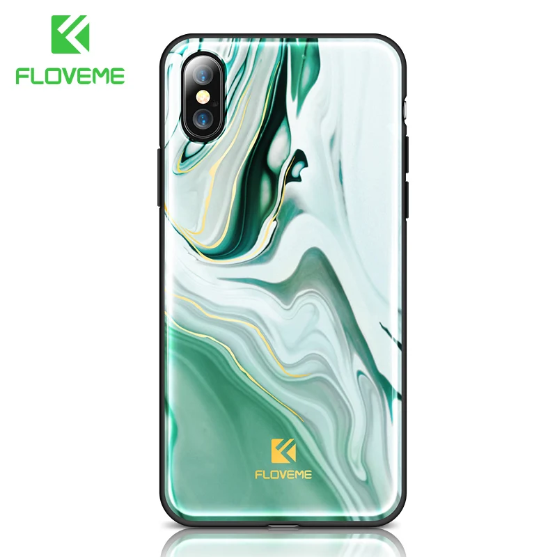 FLOVEME Роскошный чехол для телефона для iPhone X, 8, 7, мягкий чехол с агатовым узором для Apple iPhone 7, 7, 8 Plus, чехол, силиконовые аксессуары - Цвет: Jade