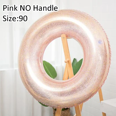 90 pink no handle Размер 90/120 блеск сверкающий взрослый плавательный круг блестящий круглый круг надувной бассейн поплавок с ручкой желтый розовый - Цвет: 90 pink no handle