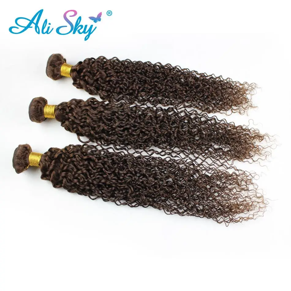 Ali Sky перуанские волосы Remy #4 Курчавые Кудрявые 3 пряди волнистые 100% человеческие