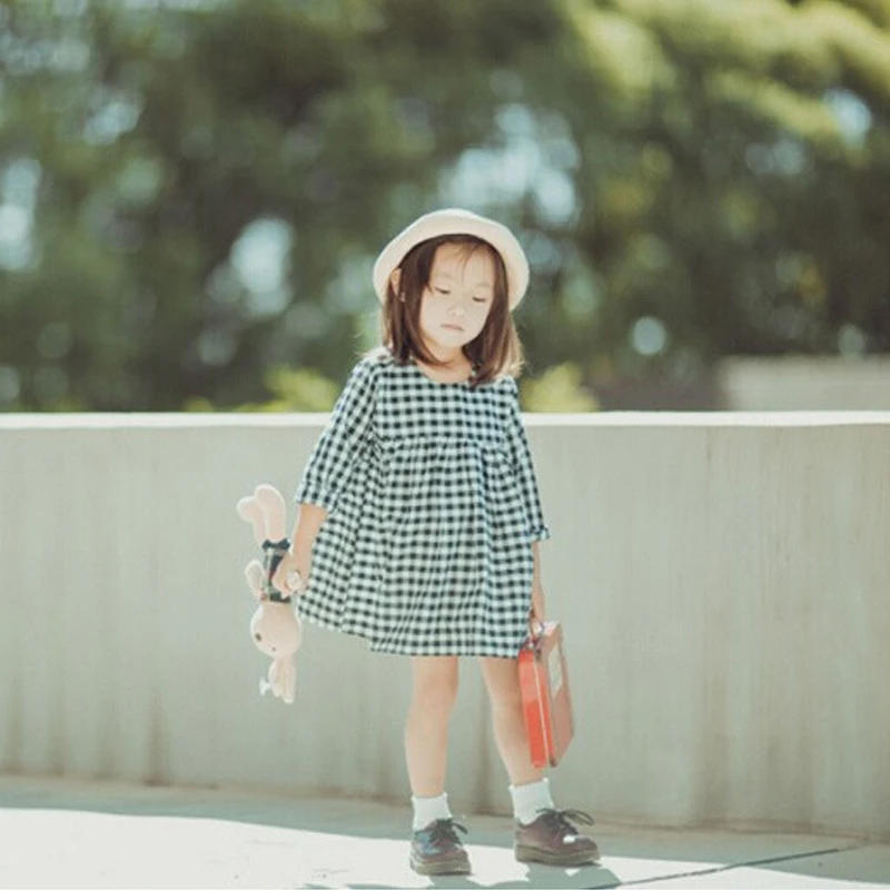 Girls Dresses New 2021 Baby Costume Dress For Long Sleeve Plaid European Vestido Vetement Fille Kids Party Clothing | Детская одежда и