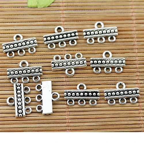 

60pcs tibetan silver tone bar 1-3holes link connector EF1770