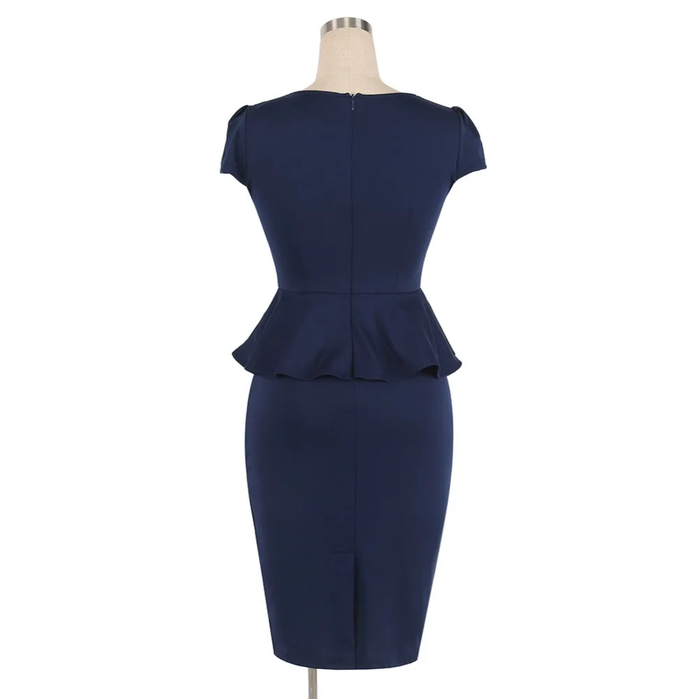FD3429 женское платье карандаш с баской Vestido короткий рукав v образный вырез талия