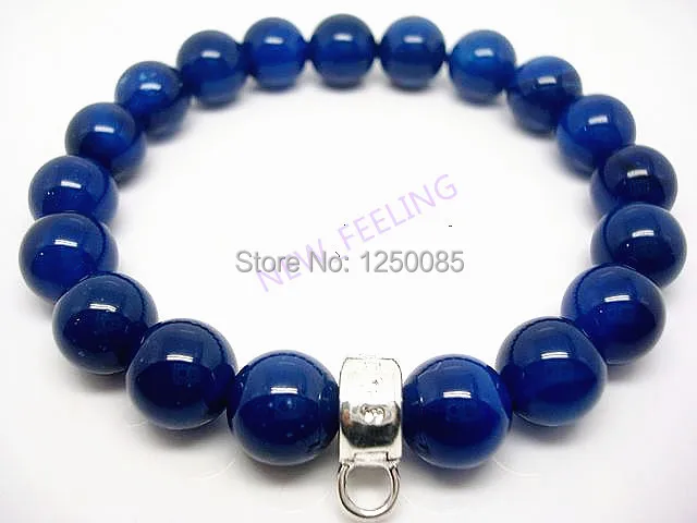 1 шт./упаковка бусины из синего камня эластичные браслеты нитей с посеребренным