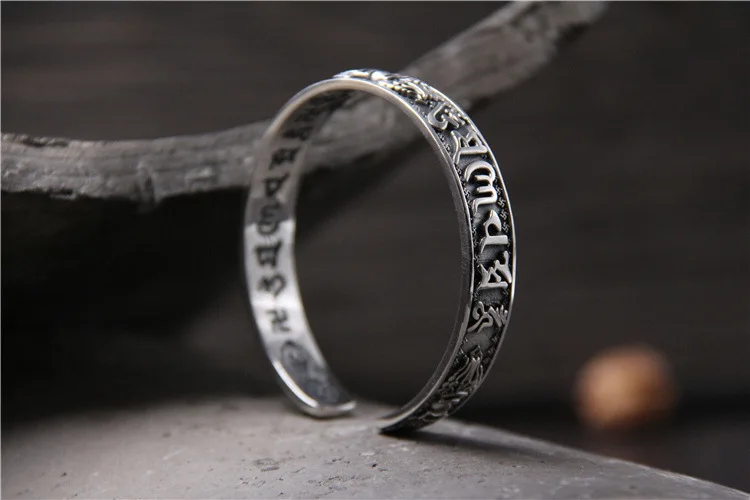 Ретро тайский серебряный Открытый Модный мужской и женский браслет из