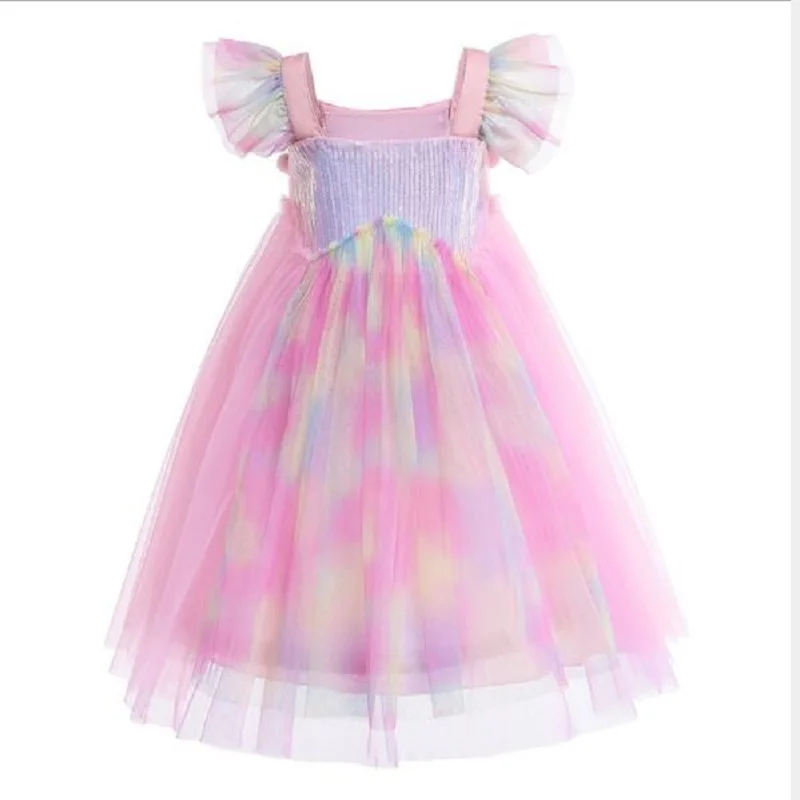 Summer Girl Dress Colorful Princess Halloween Party Performance Costume Child Christmas Thanksgiving Role Playing | Детская одежда и