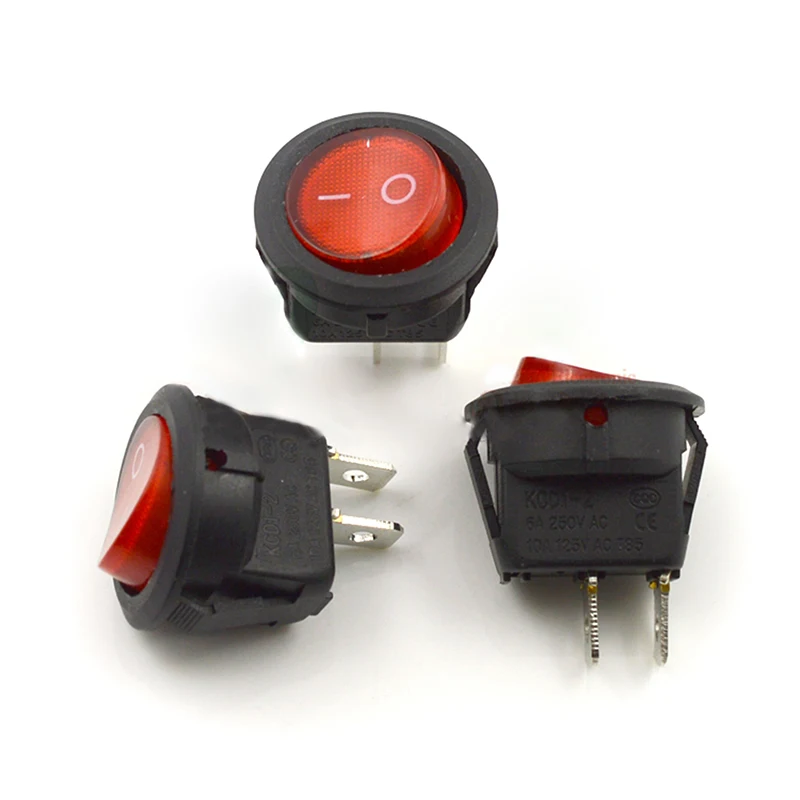 10pcs Round Rocker Switch 2 pin Boat Power feet Diameter 23 Hole 20MM Black Red 6A 250VAC | Обустройство дома