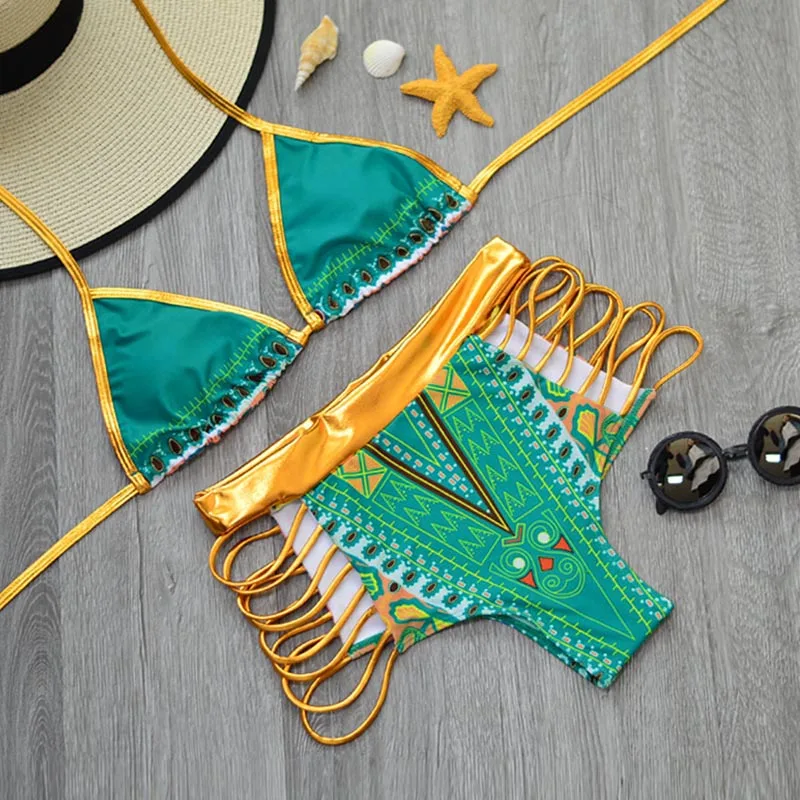 2017 Sexy Cross Brazilian Bikinis Women Swimwear Swimsuit Push Up Bikini Set Halter Top Beach Tassel Bathing Suits Swim Wear |