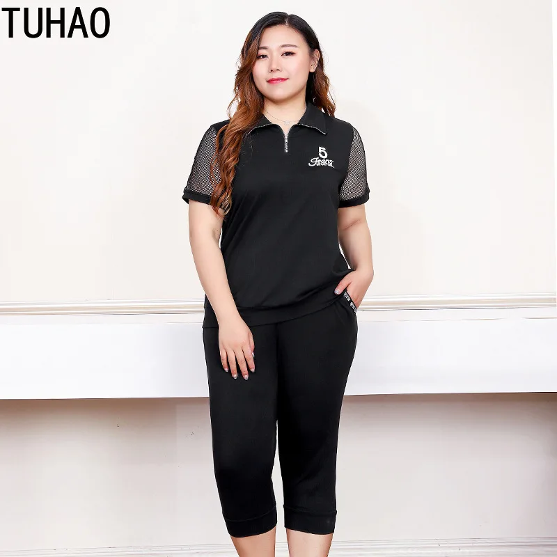 Женский комплект из 2 предметов TUHAO спортивный костюм размера плюс 10XL 8XL 6XL одежда