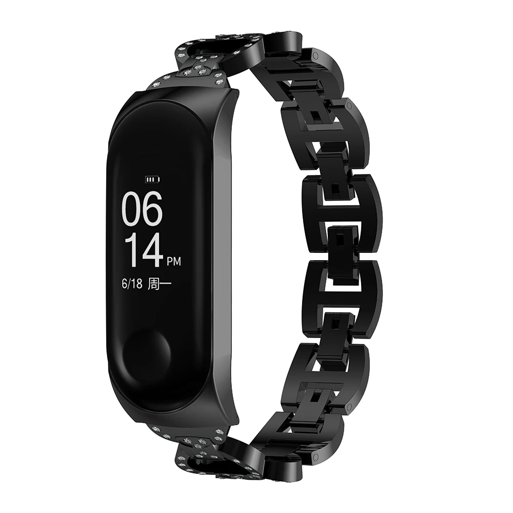 Браслет mi Band 4, стразы с бриллиантами, металлический браслет из нержавеющей стали для Xiaomi mi, браслет 4, браслет для mi Band 3 Correa