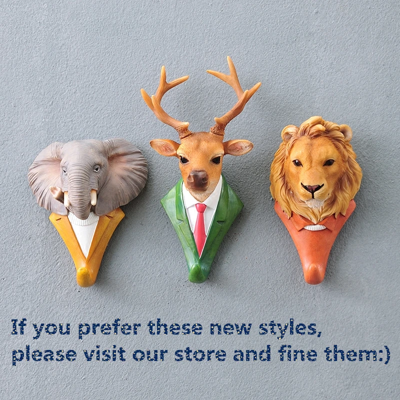

4PCS/SET Rhino Elephant Giraffe Horse Animal Decorative Hook Creative Resin Model Bathroom Wall Hook Coat Hook Wall Hanging Hook