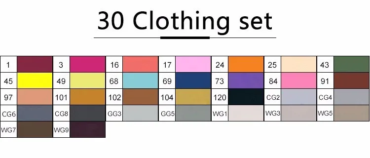 30Color Clothing set TOUCHFIVE маркер 30/40/60/80/168 Цвета маркер для рисования на спиртовой основе чайник Набор ручек для рисования манга двойной головой арт ручки, маркеры для рисования - Цвет: 30Color Clothing set