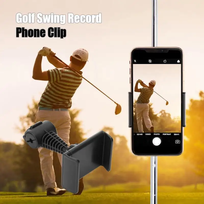 Golf Swing Record Phone Holder Cell Phone Clip Stand Bracket Support for Alignment Stick 360 Degree Rotatable ABS Drop Ship