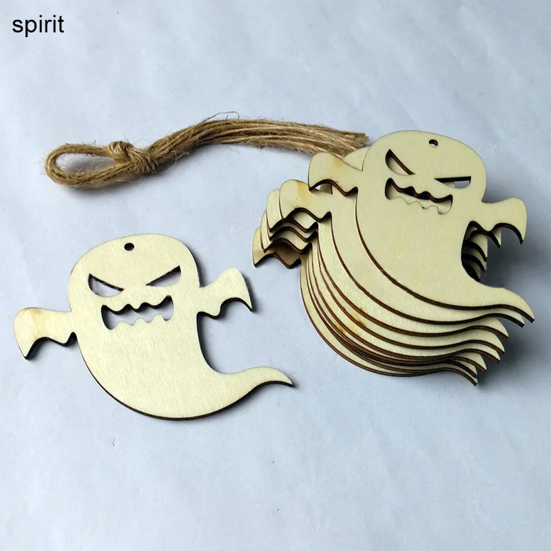 spirit 10 шт. Подвеска для хэллоуина украшения 9 видов стилей с нитью деревянная деревенская Свадебная вечеринка украшения DIY ручной работы - Цвет: spirit