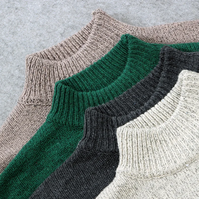 Женский вязаный свитер пуловеры Однотонный с воротником-хомутом женский новый