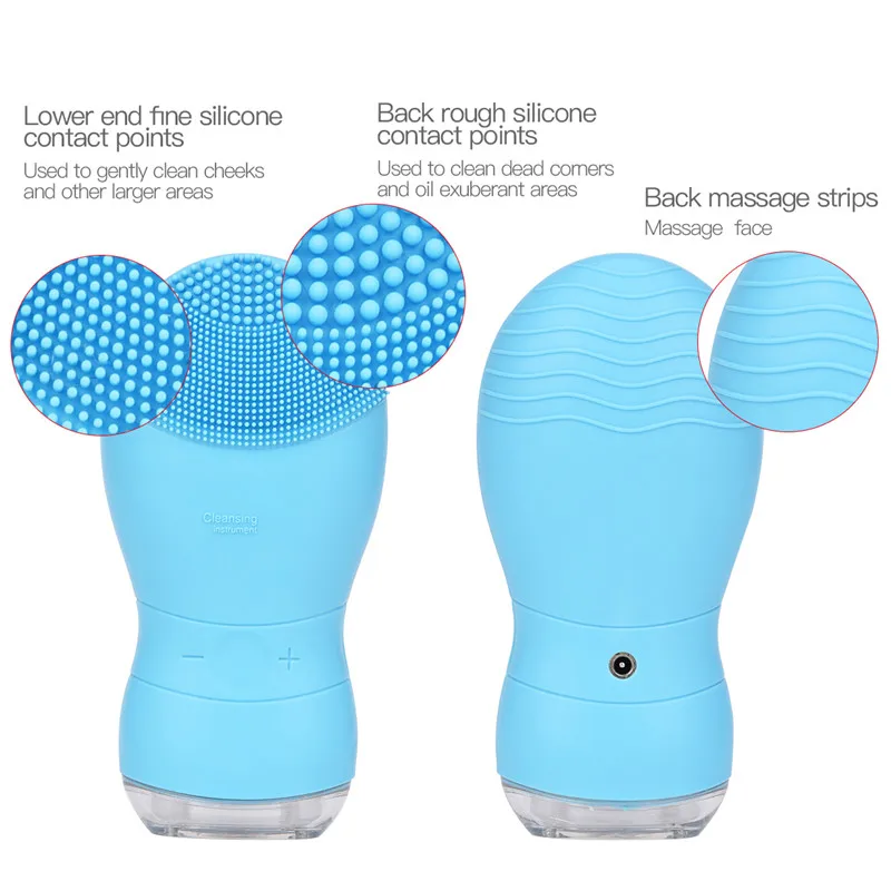 

Double Side Silicone Face Pore Cleanser Brush Mini Electric Facial Cleaning Massage Brush Waterproof Sonic Face Washing Machine