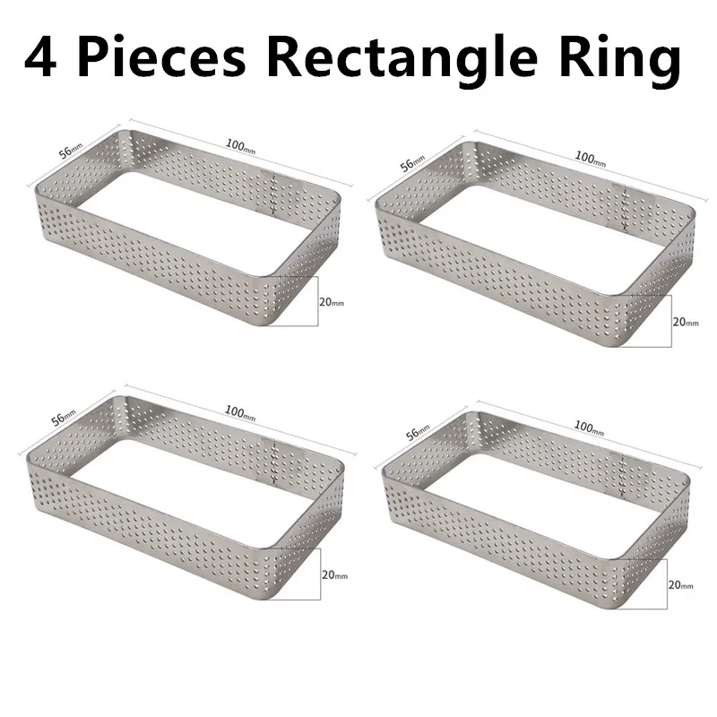 4PCS Rectangle Ring SHENHONG 9 отверстий Прямоугольная форма пирожное украшение десерт силиконовая форма для торта, кондитерских изделий для выпечки тарталетка форма для Мусса шоколадная сковорода - Цвет: 4PCS Rectangle Ring
