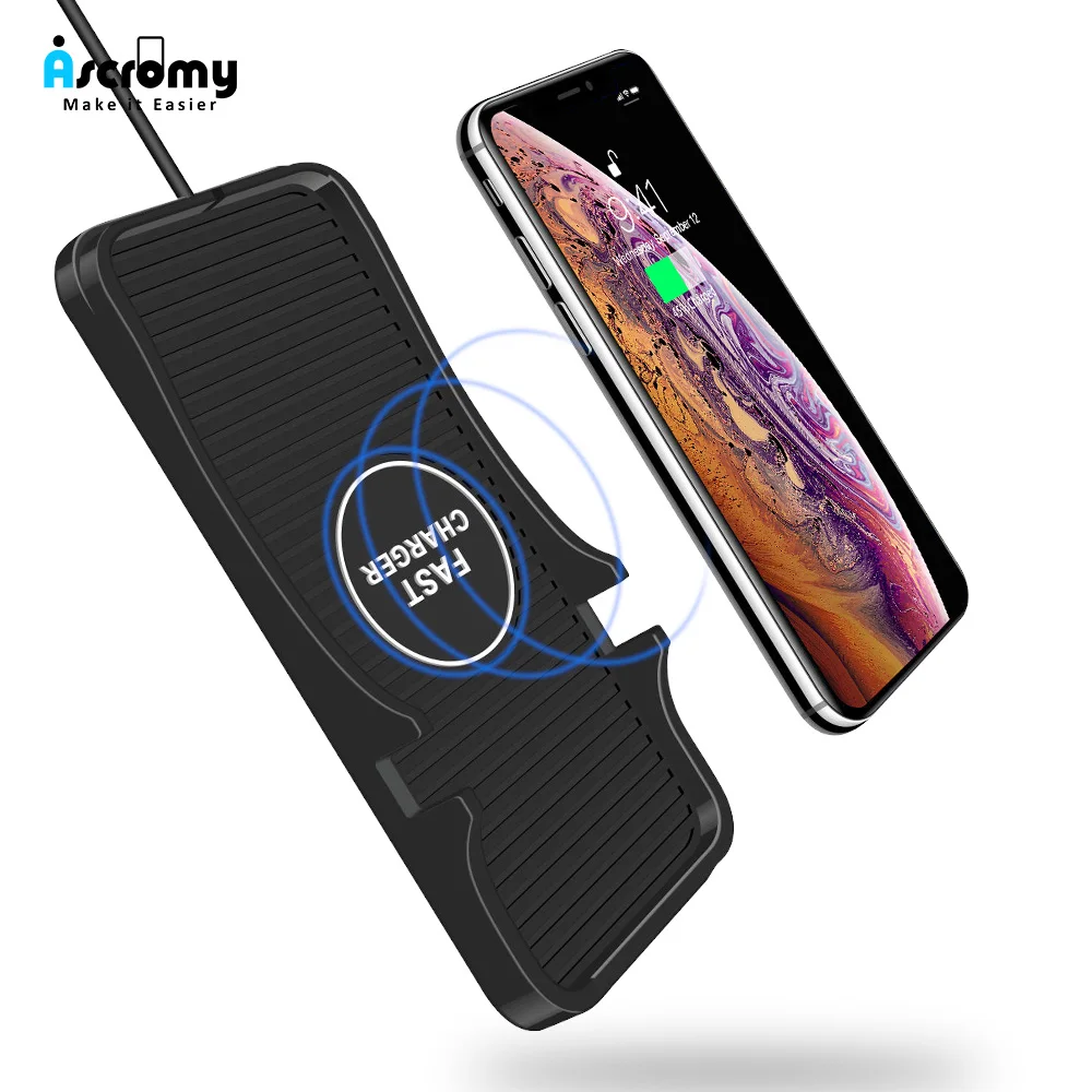 Ascromy беспроводное автомобильное зарядное устройство для iPhone X XS Max XR 8 Plus Samsung S10 S8