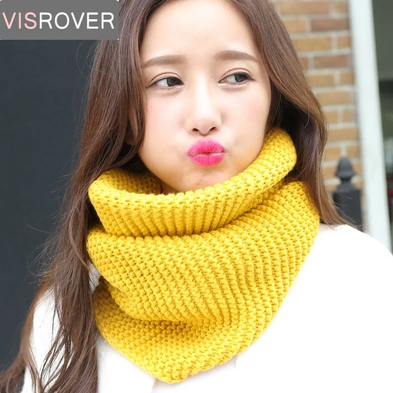Женский шарф на шею VISROVER зимний теплый однотонный с кольцом петлей Infinity Snood