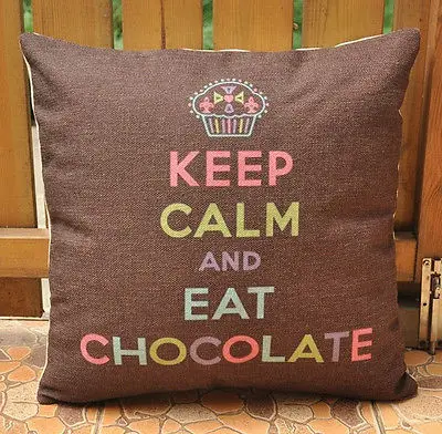 Лидер продаж чехол для подушек с надписью Keep Calm And Eat Подушка шоколадного цвета