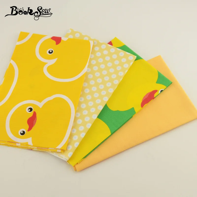Cuted Yellow Dark and Flowers Printed 100% Twill Cotton Fabric 4piece/lot Children Clothes 40cm X50cm Quilting Meter Bedding|cotton fabric|cotton