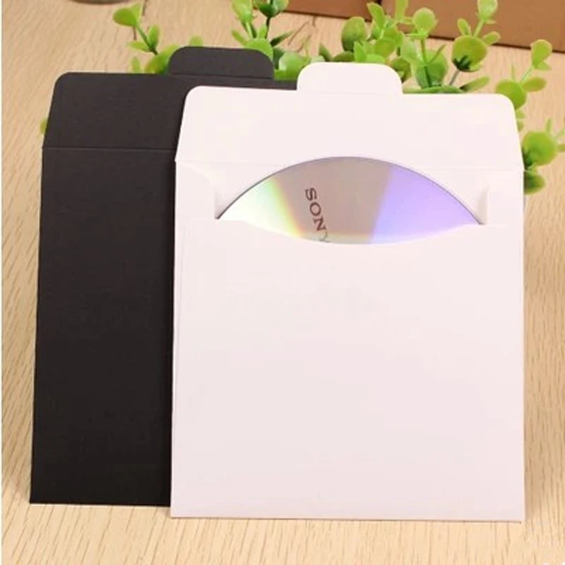 Черный и белый диск бумажный конверт мешок CD DVD обложка наборы сумка 10 шт./лот 12 5*12