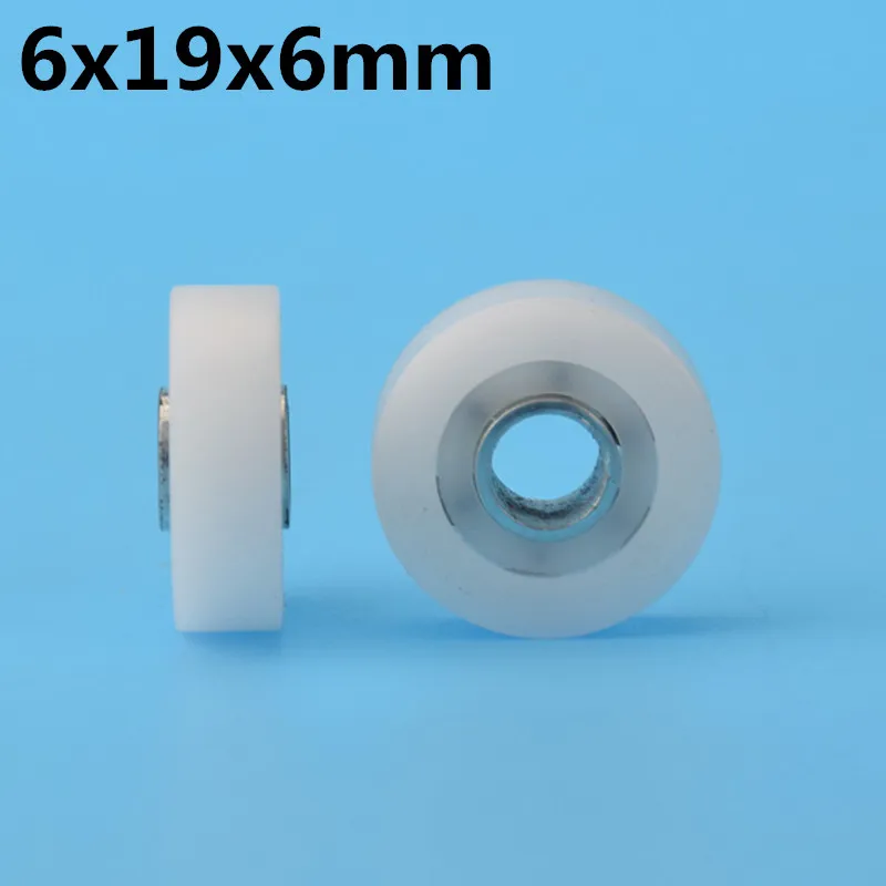 1Pcs 6x19x6 mm Nylon Plastic Wheel With Bearings Flat miniature pulley POM Hard bearing