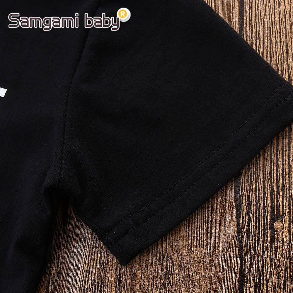 SAMGAMI/комплект одежды для маленьких девочек летняя черная футболка + джинсы модные