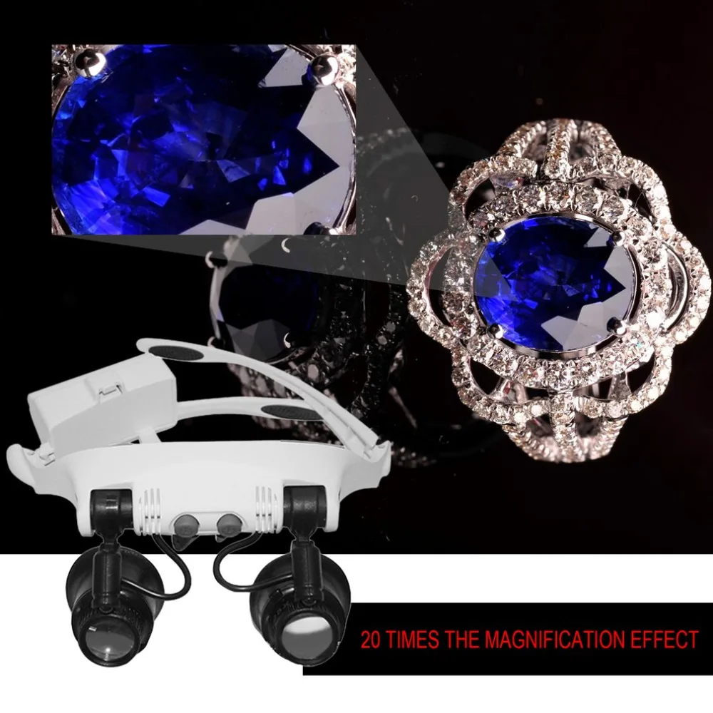 Женский ободок на голову носовая Лупа с 2LED свет глаз увеличительное стекло 10x 15x 20x