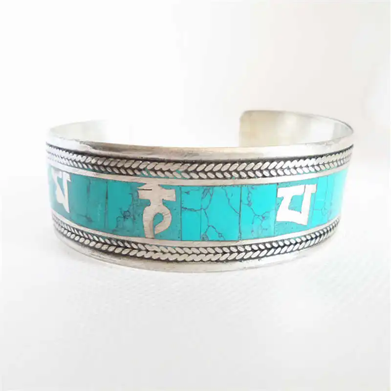 Мантра мантра Тибетская с шестью словами|open cuff|tibetan silverstone cuff |