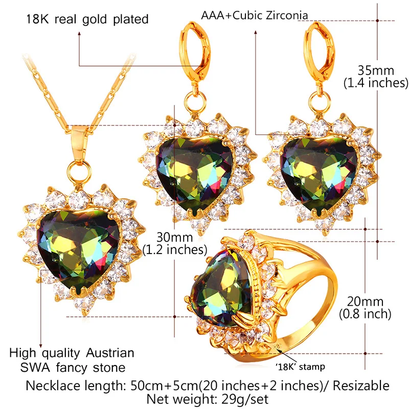 Женские серьги с мистическим цирконием кольцо ожерелье золотой цвет Свадебный