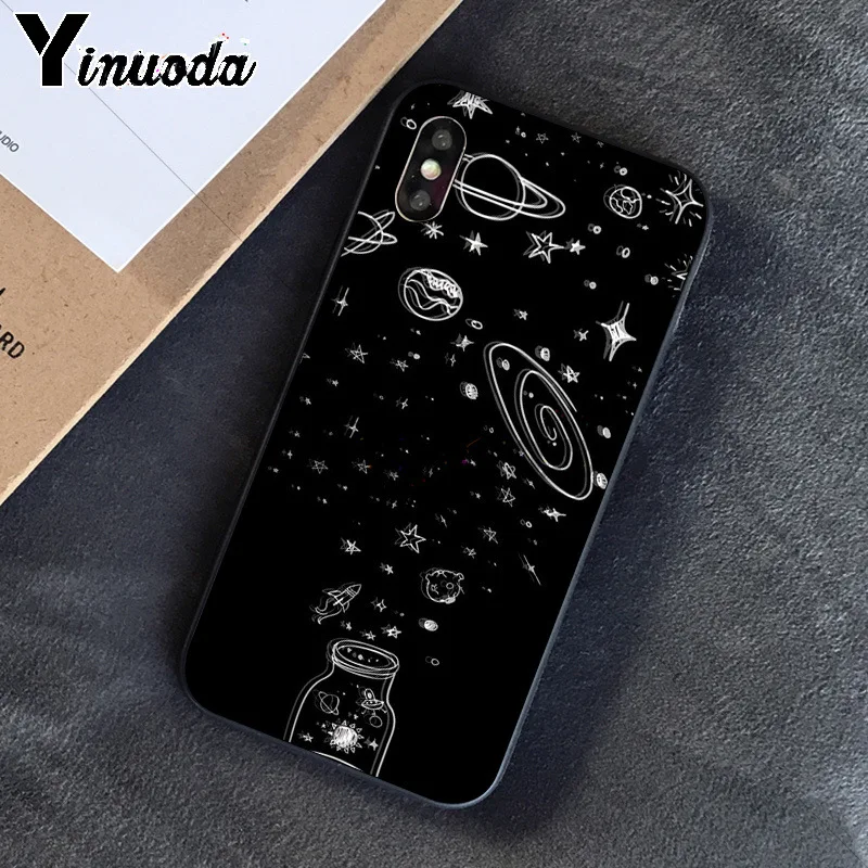 Yinuoda черный с белой луной звезды космонавта мягкий TPU чехол для телефона Apple iPhone 8 7