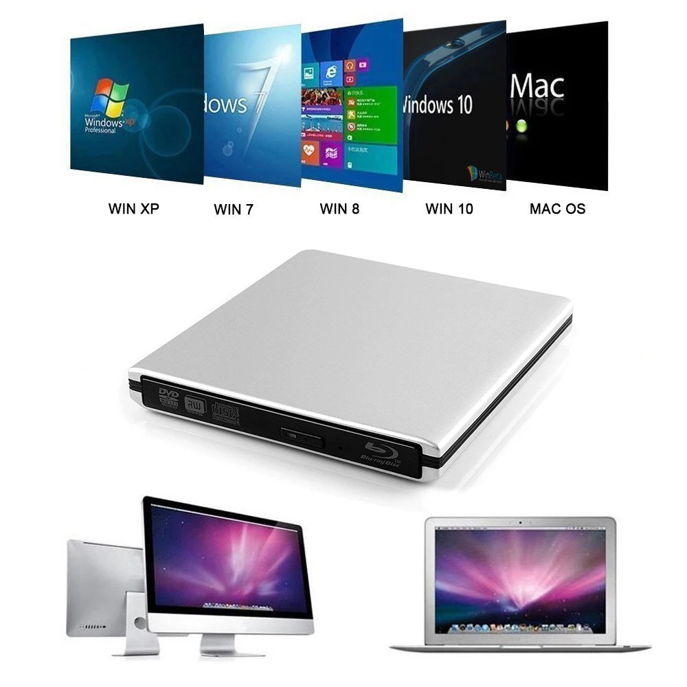 Внешний оптический привод DVD Type C + USB 3 0 комбинированный Blu Ray BD ROM 3D проигрыватель