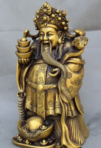 YM 321 16&quot Chinese Bronze RuYi YuanBao Coin Standing Happy Mammon God Buddha Statue | Дом и сад