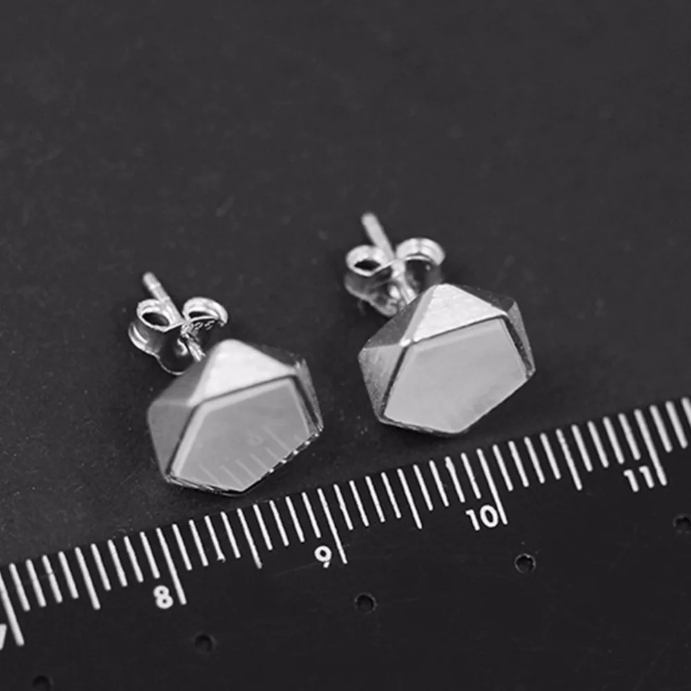 Lotus Fun Moment Real 925 Sterling Silver Creative North European Style Geometric Angles Fashion Jewelry Stud Earrings for Women | Украшения