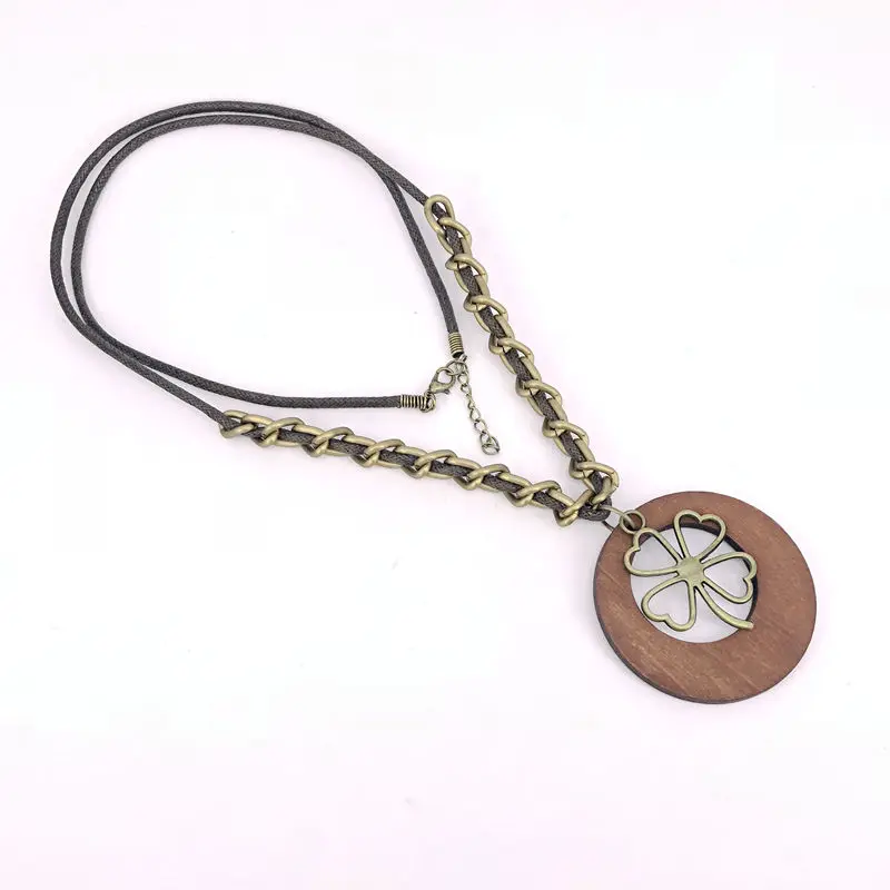 Винтажное ожерелье в старинном стиле деревянное античное бронзовое сплав